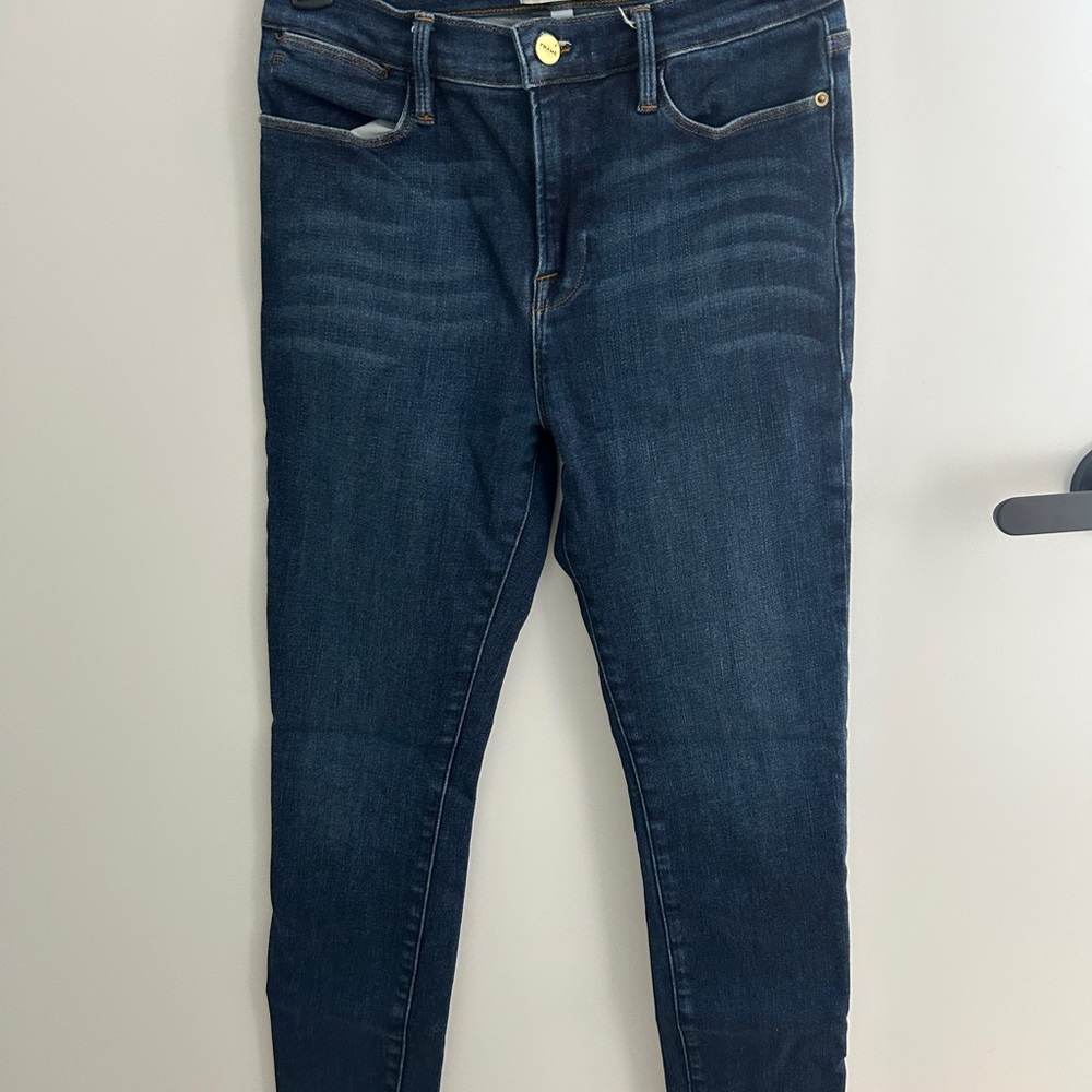 Frame Le High Skinny Crop Jeans in Dark Indigo - Picture 1 of 5